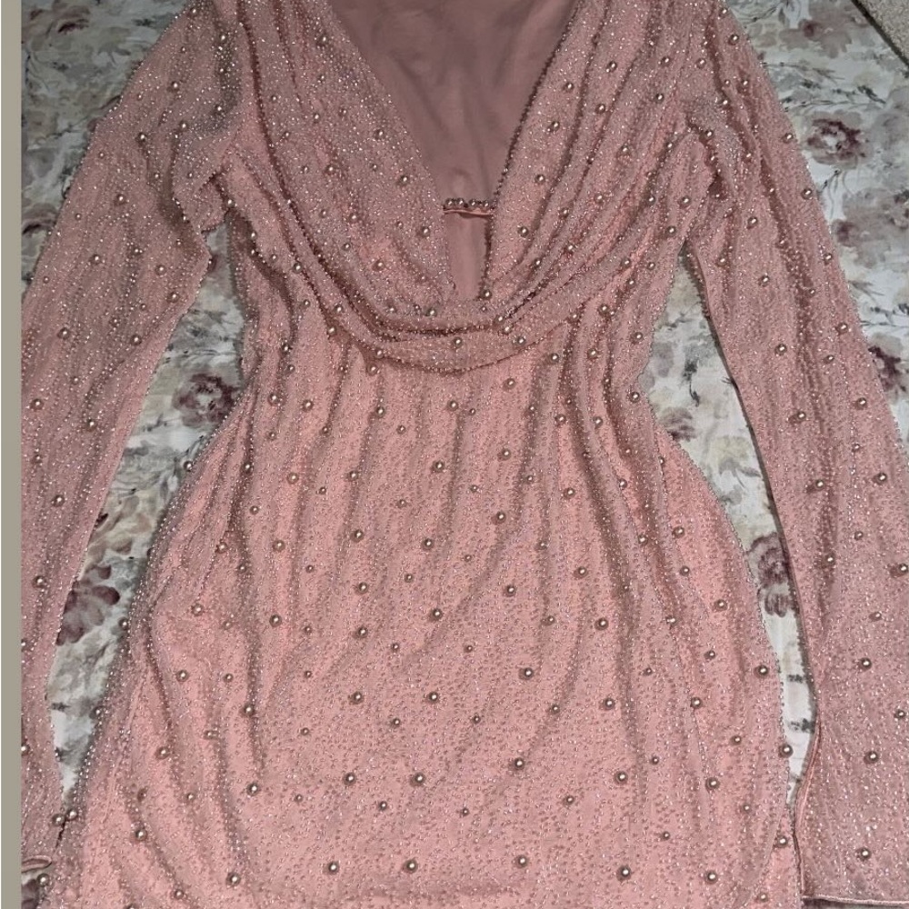 Oh Polly Elegant Pink Beaded Dress